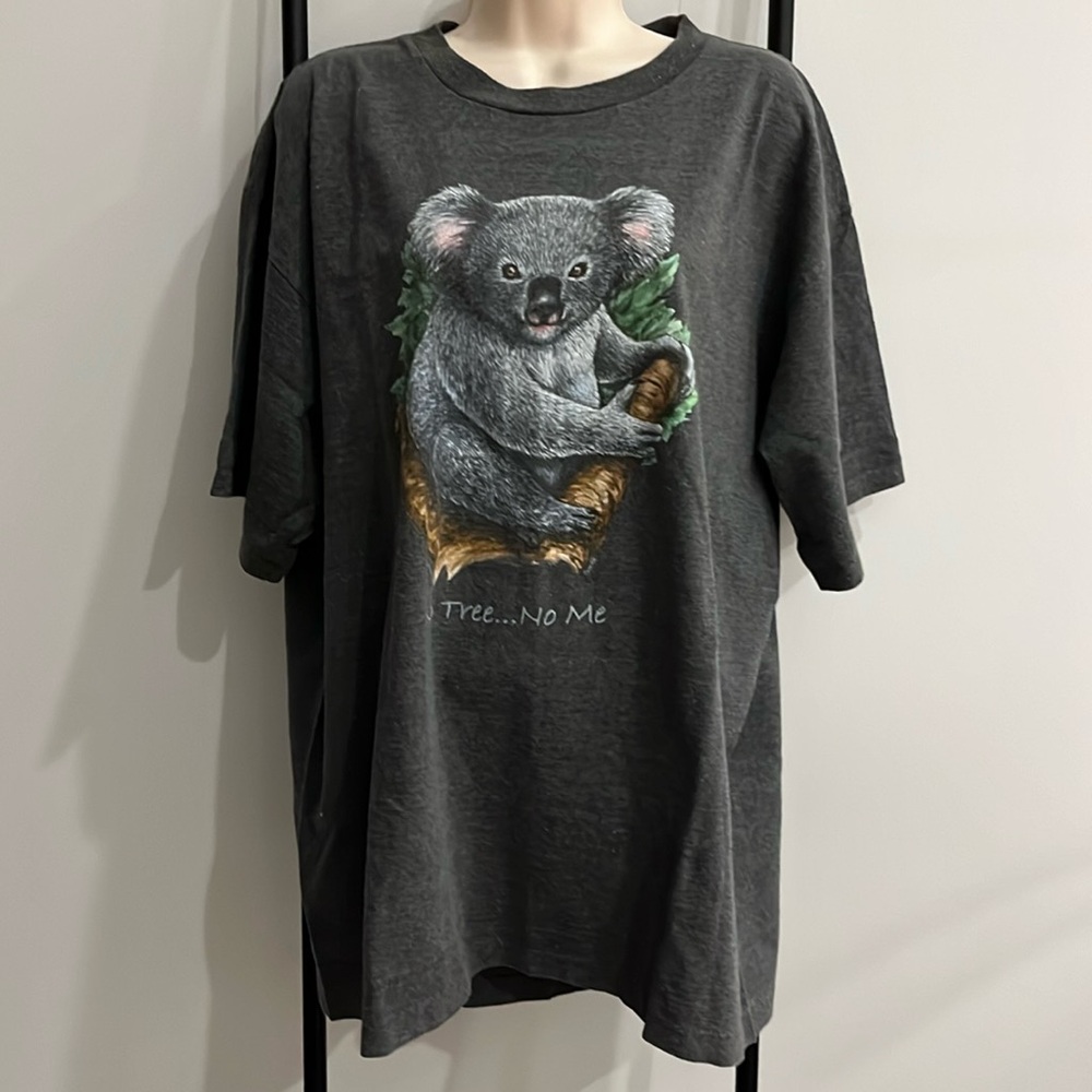 Vintage Alore Dark Gray Koala NoTree No Me T-shirt Short Sleeve Tee Men Size XL
